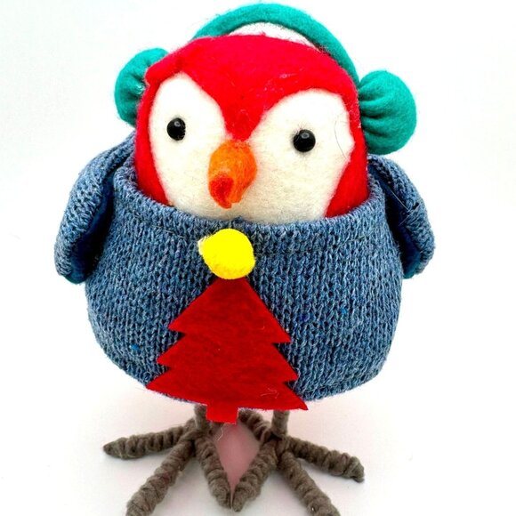 Target Other - Target Handmade Festive Bird Plush With Sweater & Earmuffs 6 Inch Christmas